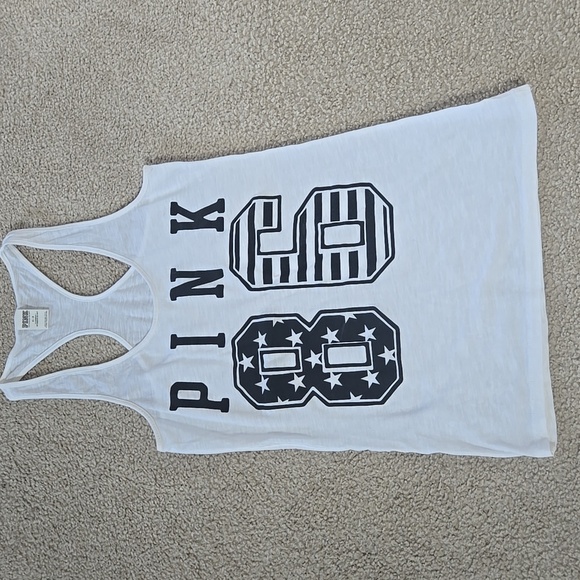 Rare Victoria's Secret PINK USA Flag Racerback Tank Top Size Small - Picture 1 of 10